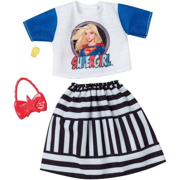 Barbie - Supergirl verkleed set - Top en Gestreepte Rok