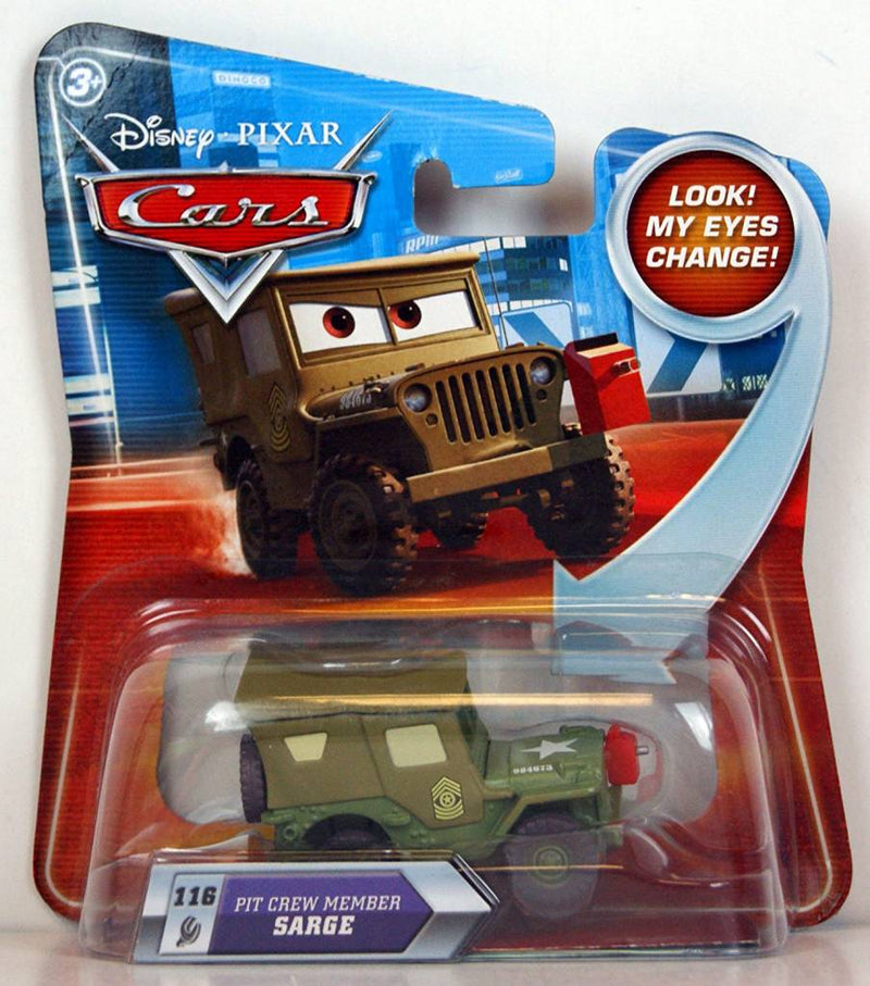 Disney Pixar Cars - Pit Crew Member Sarge (Look my eyes change!)